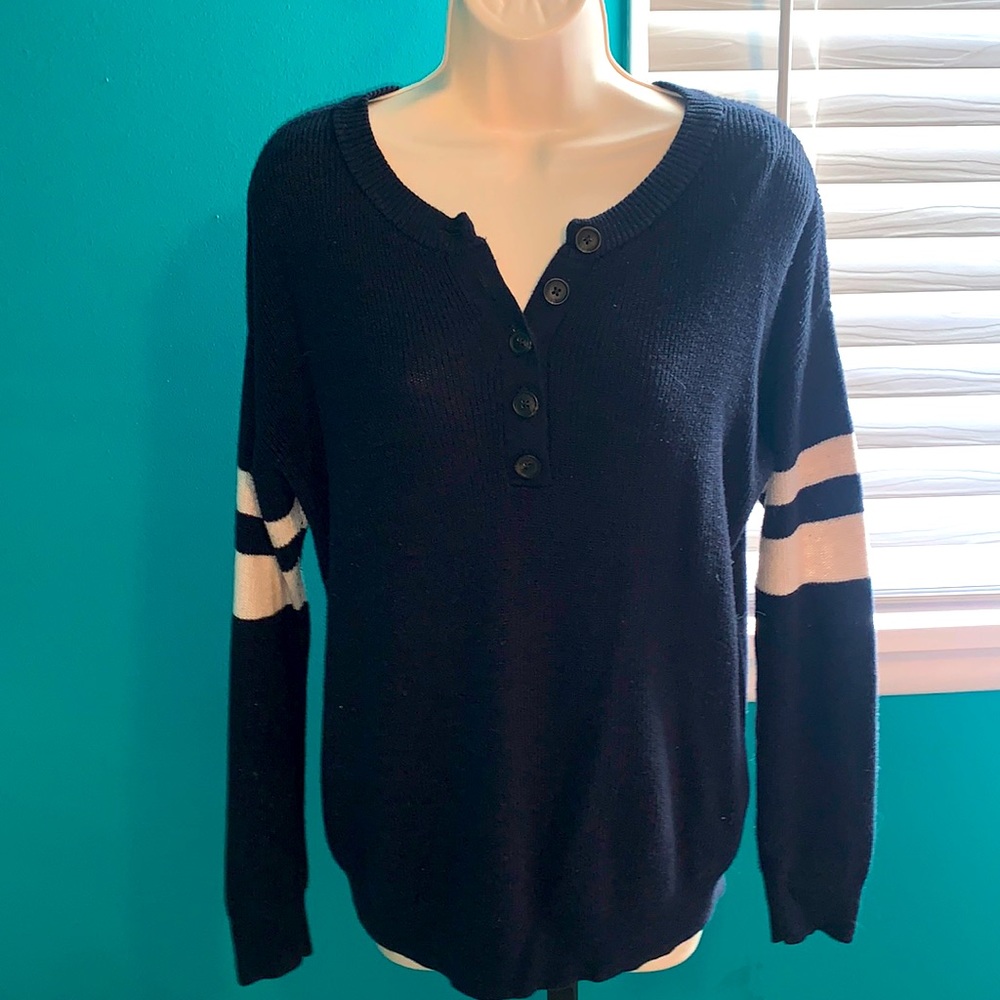 American Eagle Navy Button Up Crew Neck Sweater Size XSmall
